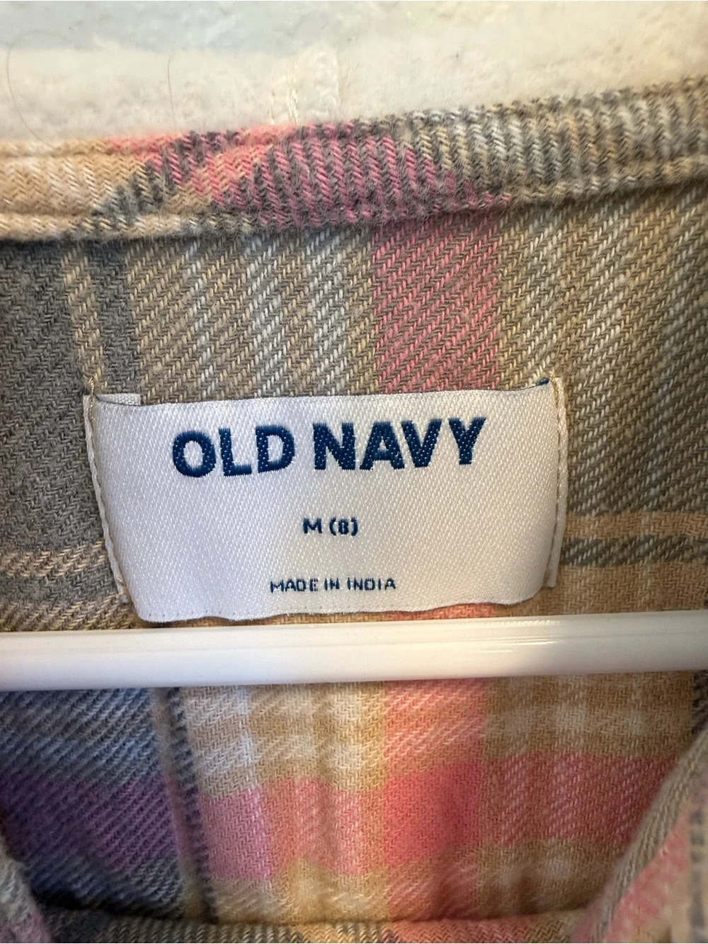 Old Navy Gray and Pink Plaid Hooded Button-Down Shirt